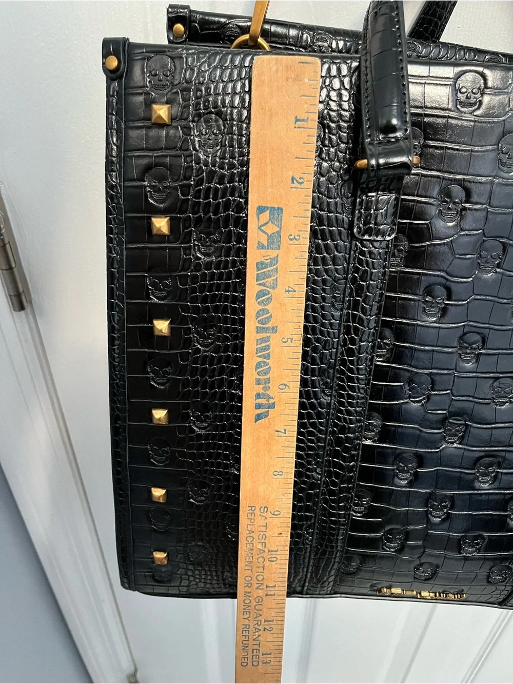 Betsey Johnson Black Skull Studded Shoulder Crossbody Gold Hardware Charm Goth